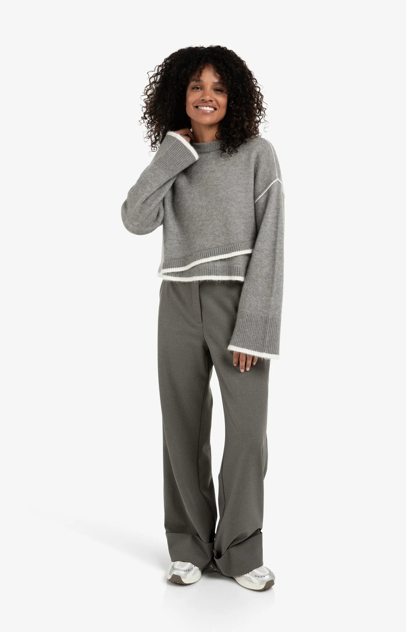 YAYA | Knitted Sweater Taupe Grey Melange