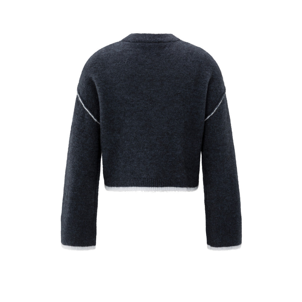 YAYA | Gebreide trui met contrasterende lijnen Blauw