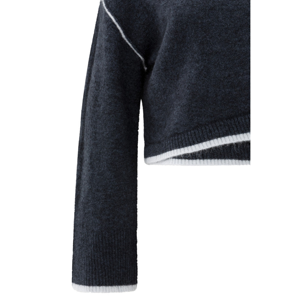 YAYA | Gebreide trui met contrasterende lijnen Blauw