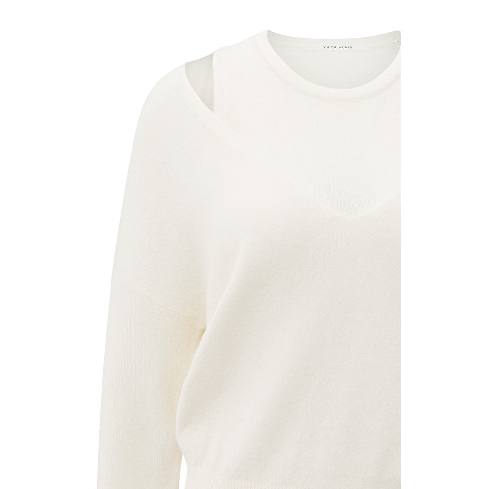 YAYA | Gebreide Trui Offwhite Knit Melange