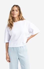 YAYA | T-shirt met korte mouwen en gemêleerde textuur - pure white - 01-109089-506