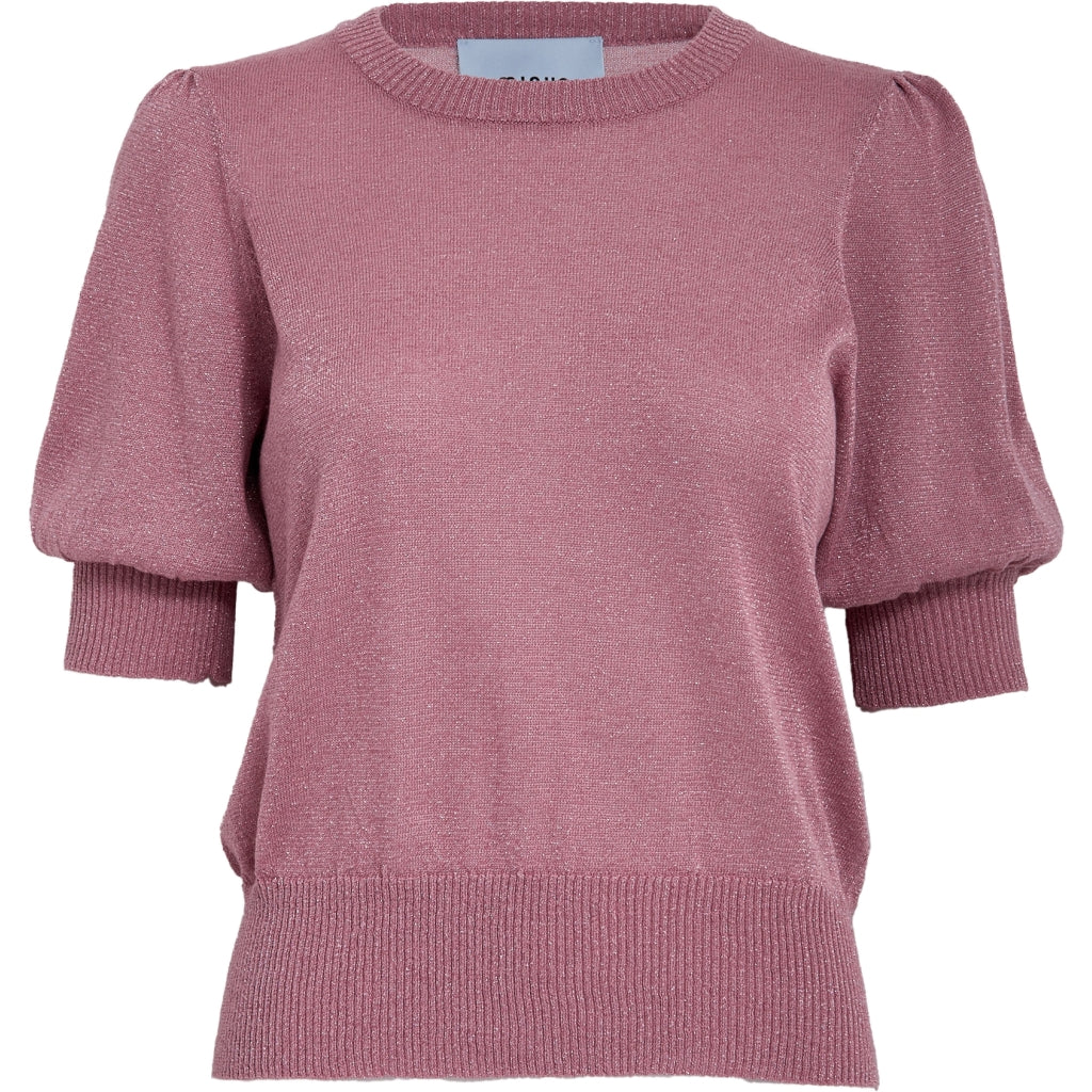 Minus | Liva - Puff Sleeve Metallic Knit Pullover - mauve orchid metal - MI5705