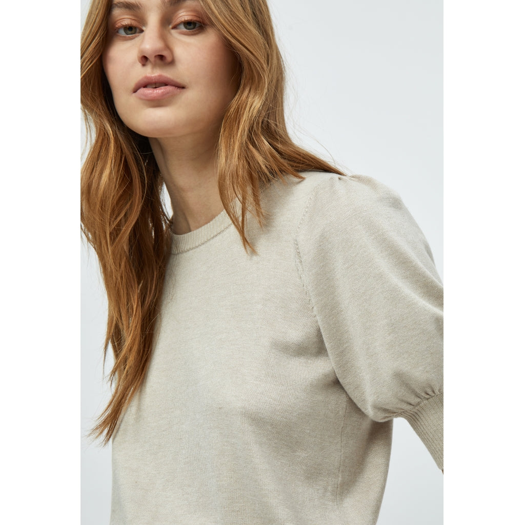 Minus | Liva knit tee - Sand gray melange - MI3939