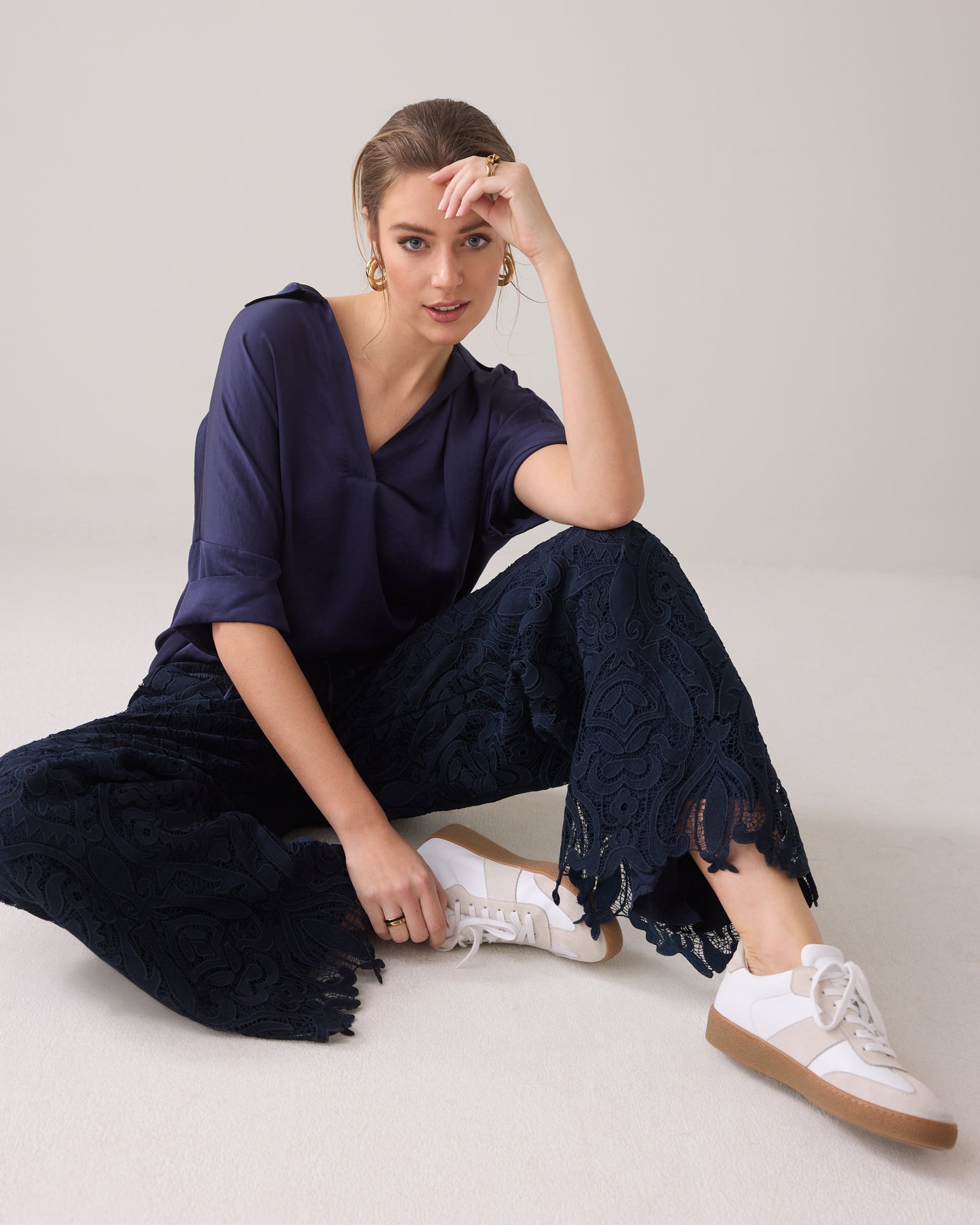 Summum Woman | long pants lace - navy noir - 4s2734-12182