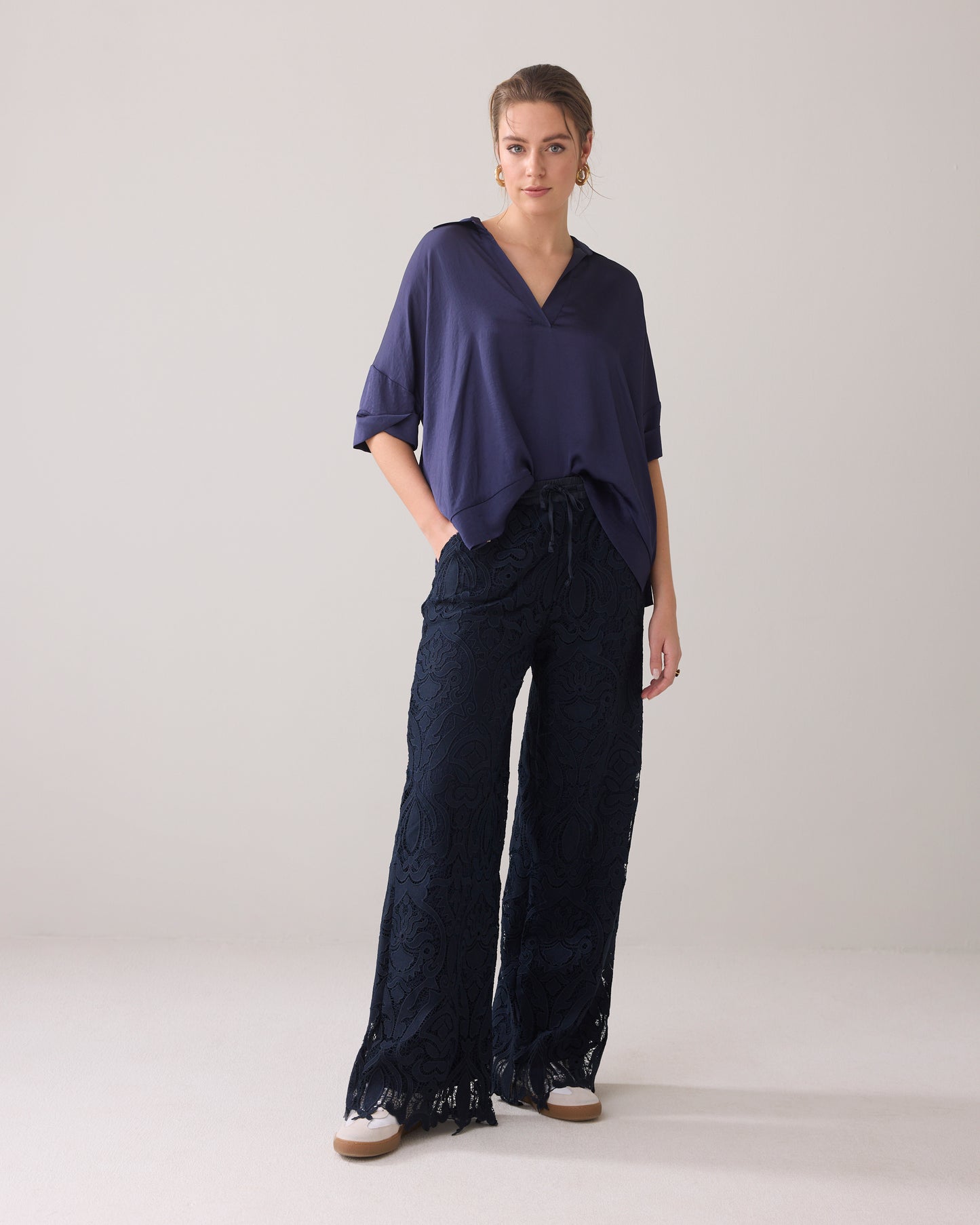 Summum Woman | long pants lace - navy noir - 4s2734-12182