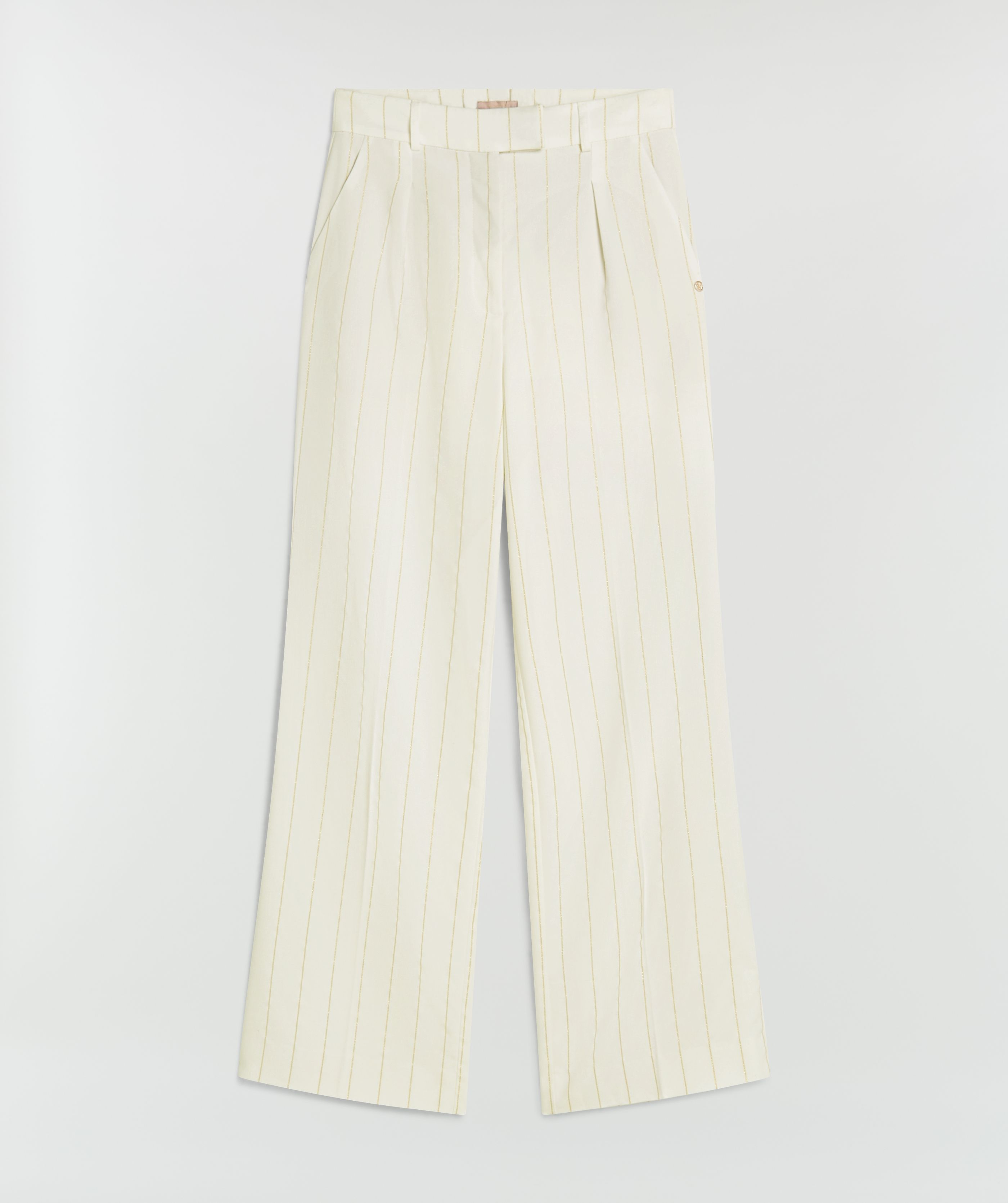 Josh V. | Mies  - high waisted wide leg pantalon met lurex - light ecru - JV-2506-0402