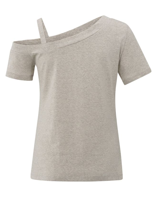 YAYA | milkbrown melange t-shirt met schouderbandje - milk brown melange - 01-709304-507