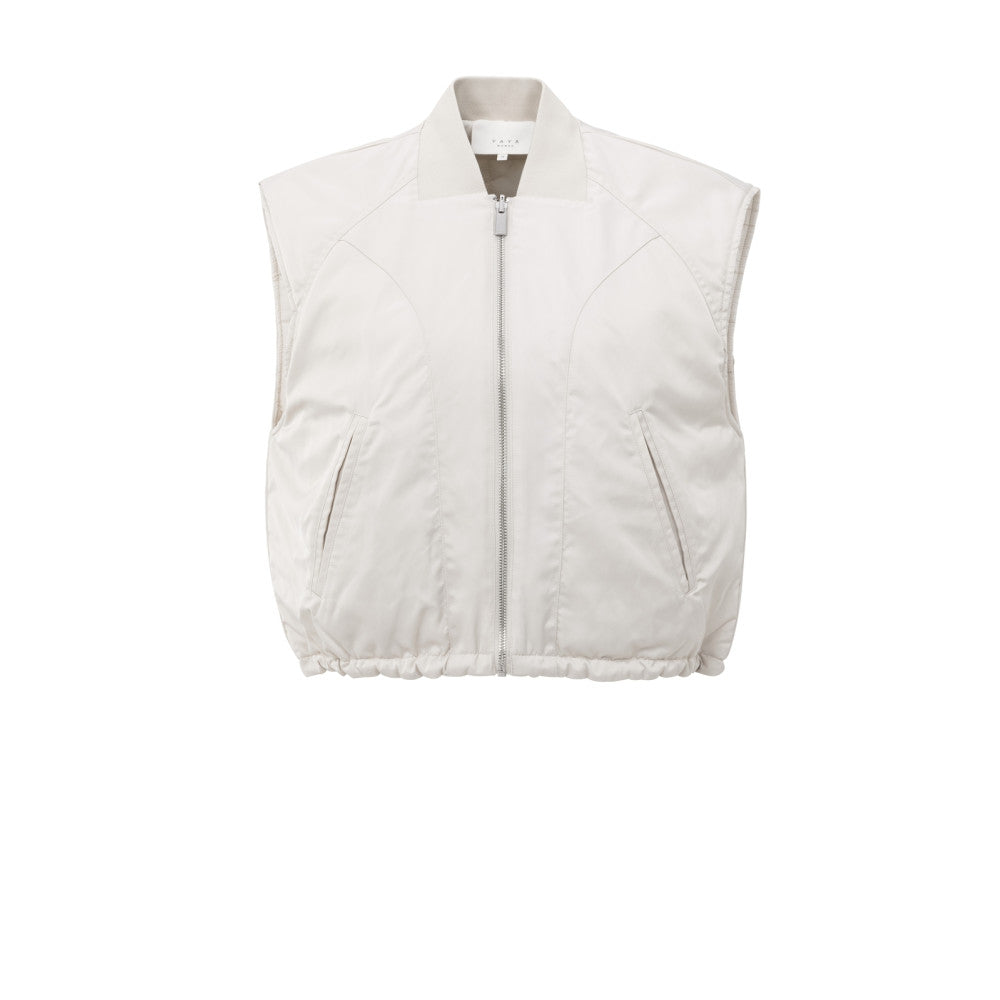 YAYA | Omkeerbare gewatteerde bodywarmer met ritssluiting - beige - 02-021005-508