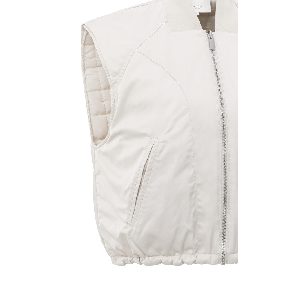YAYA | Omkeerbare gewatteerde bodywarmer met ritssluiting - beige - 02-021005-508