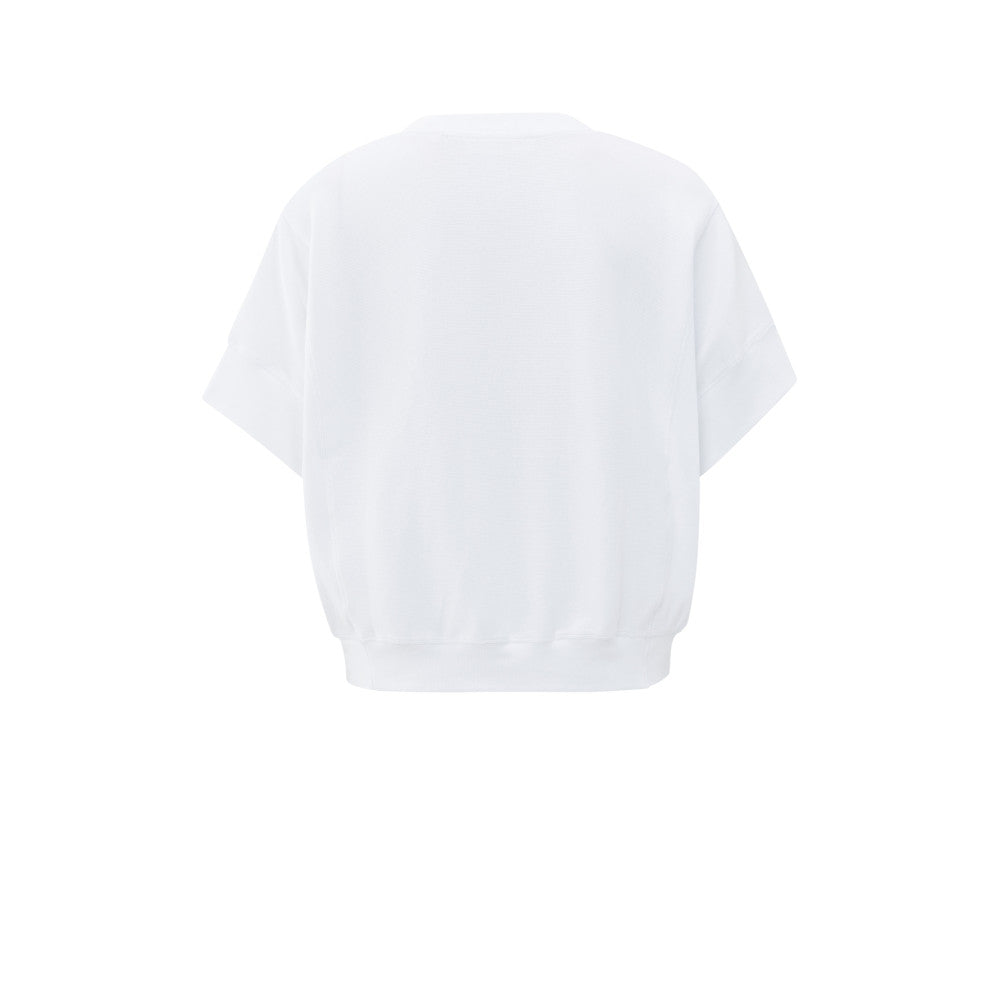 YAYA | Geribbelde jersey top met korte mouwen - pure white - 01-709313-508
