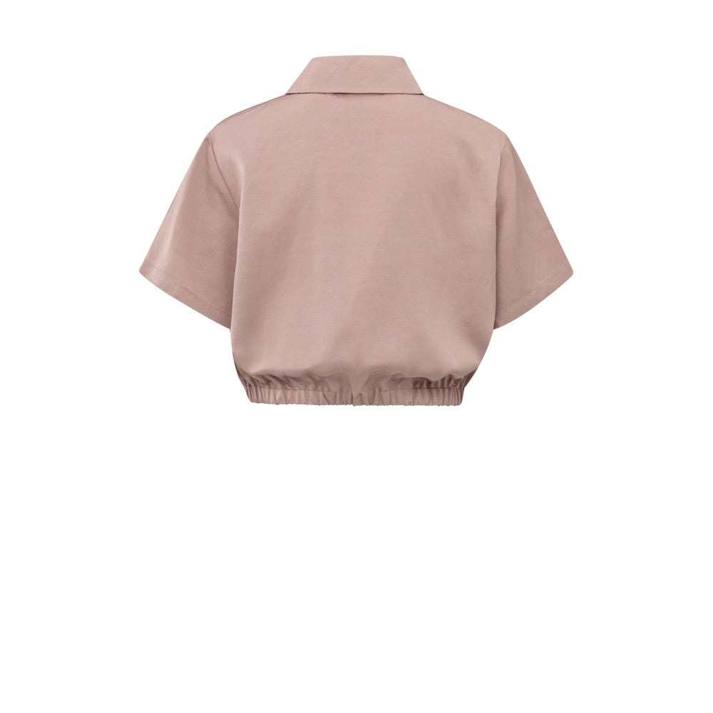 YAYA | Satijnen jack met korte mouwen en ritssluiting - soft mauve pink - 02-001050-505