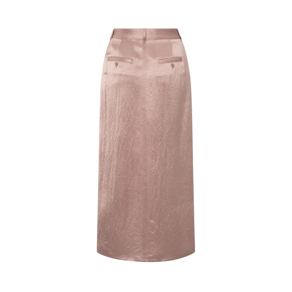 YAYA | Satijnen midi-rok met split en normale pasvorm - soft mauve pink - 8719784771