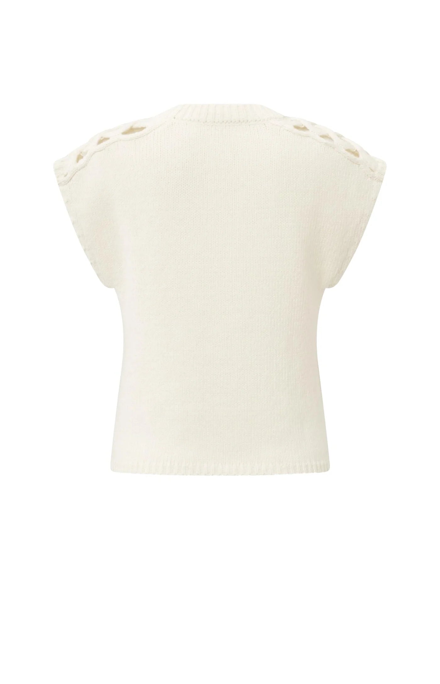 YAYA | Sleeveless Sweater Cable Details Wool White