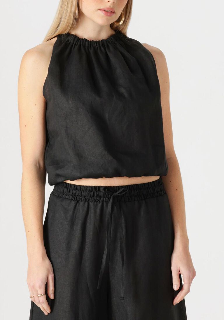 Greek Archaic Kori | top sleeveless elastic gatherings - black - s25k-140721