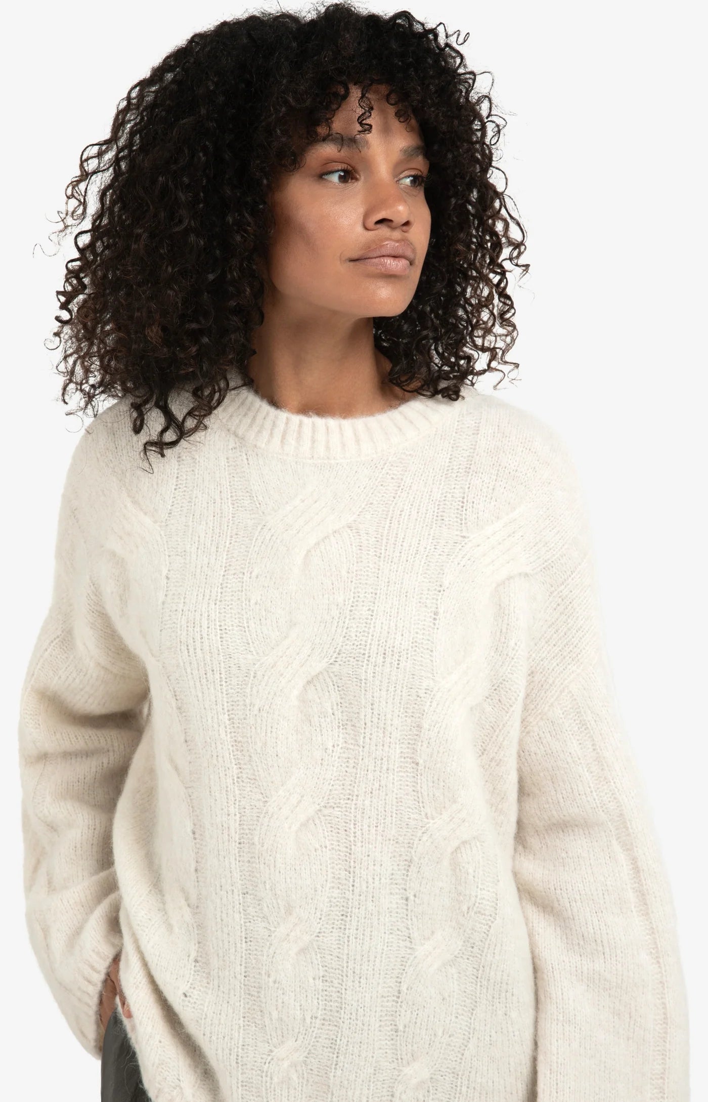 YAYA | Cable Sweater Knitted Taupe Grey Melange
