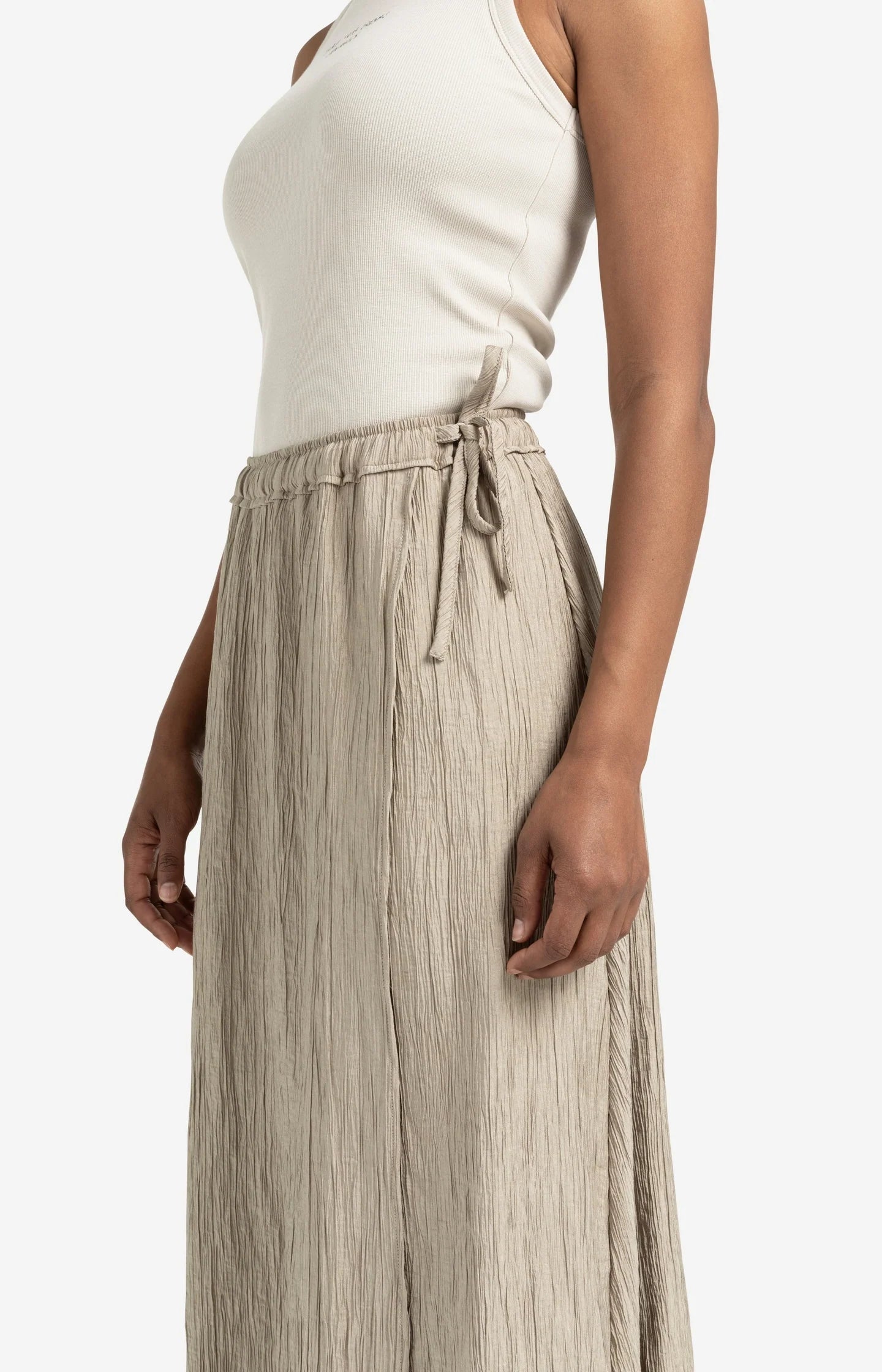YAYA | Structured midi skirt with tie detail and wrap look Seneca Rock Beige 01-401076-506