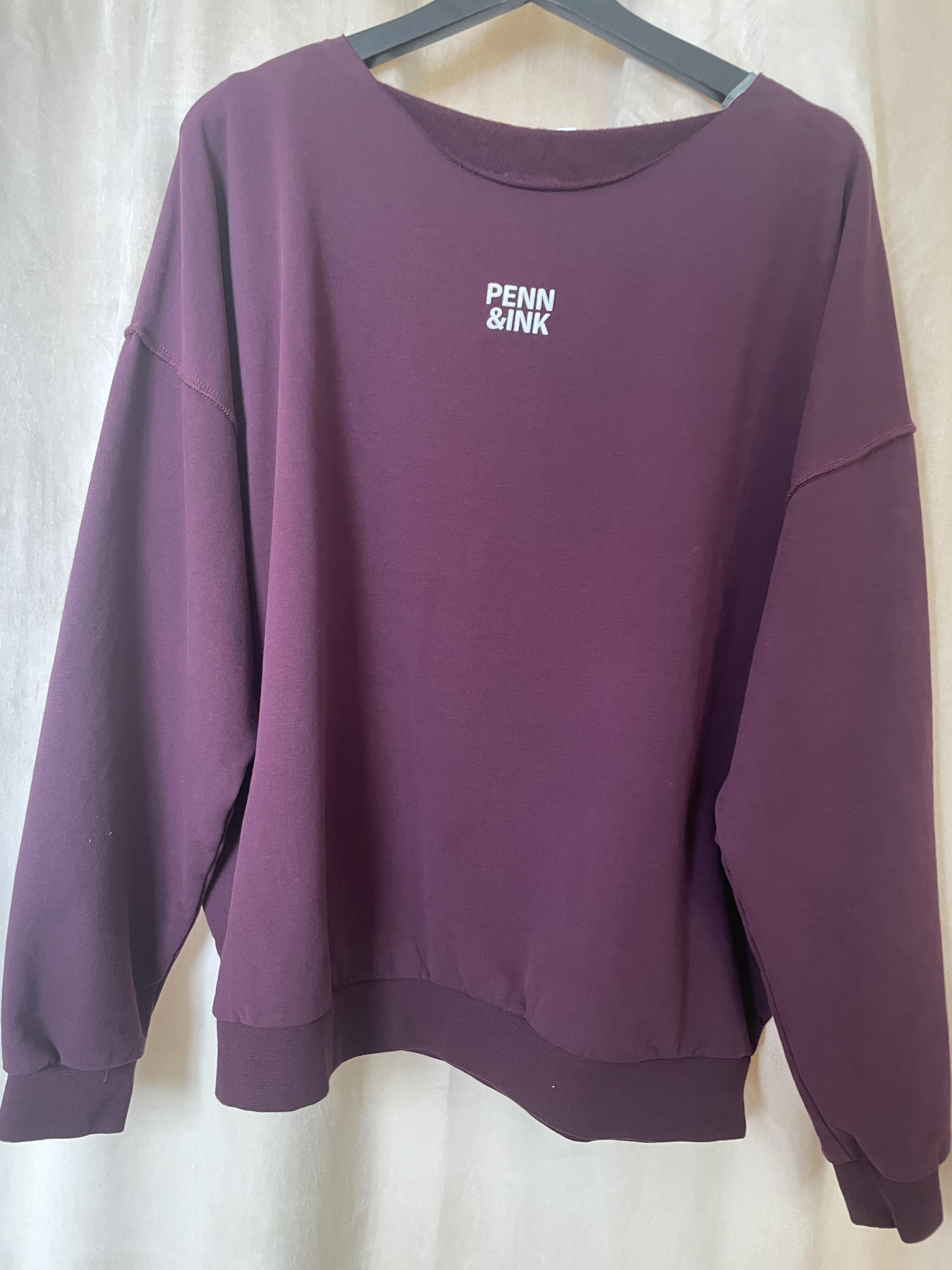 Penn & Ink N.Y | sweater print - aubergine/ecru - W25F1703