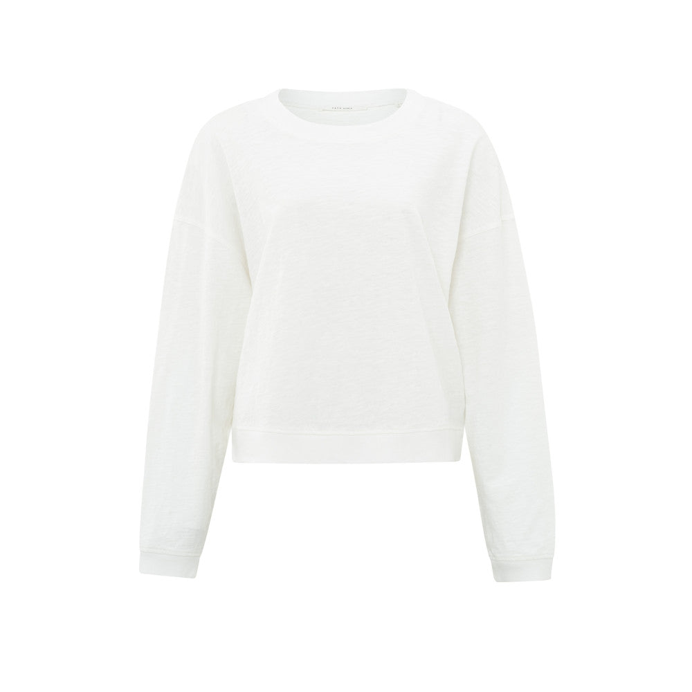 YAYA | Sweatshirt met ronde hals, lange mouwen en slubeffect - off white - 01-109065-405