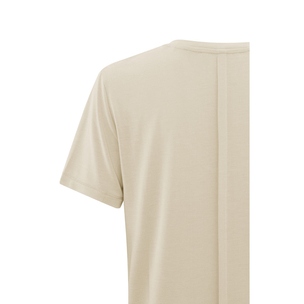 YAYA | T-shirt met ronde V-hals en korte mouwen in normale pasvorm - summer sand-01-719023-403