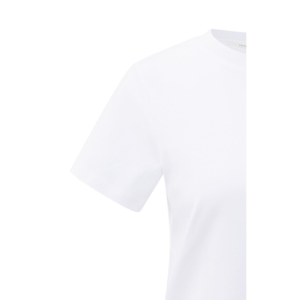 YAYA | T-shirt met subtiele stikdetails - pure white 01-719075-508