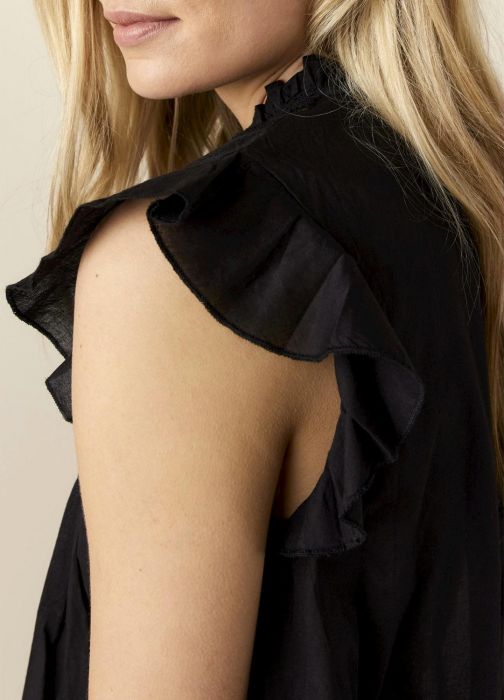 Summum Woman | Top sleeveless cotton voile - black