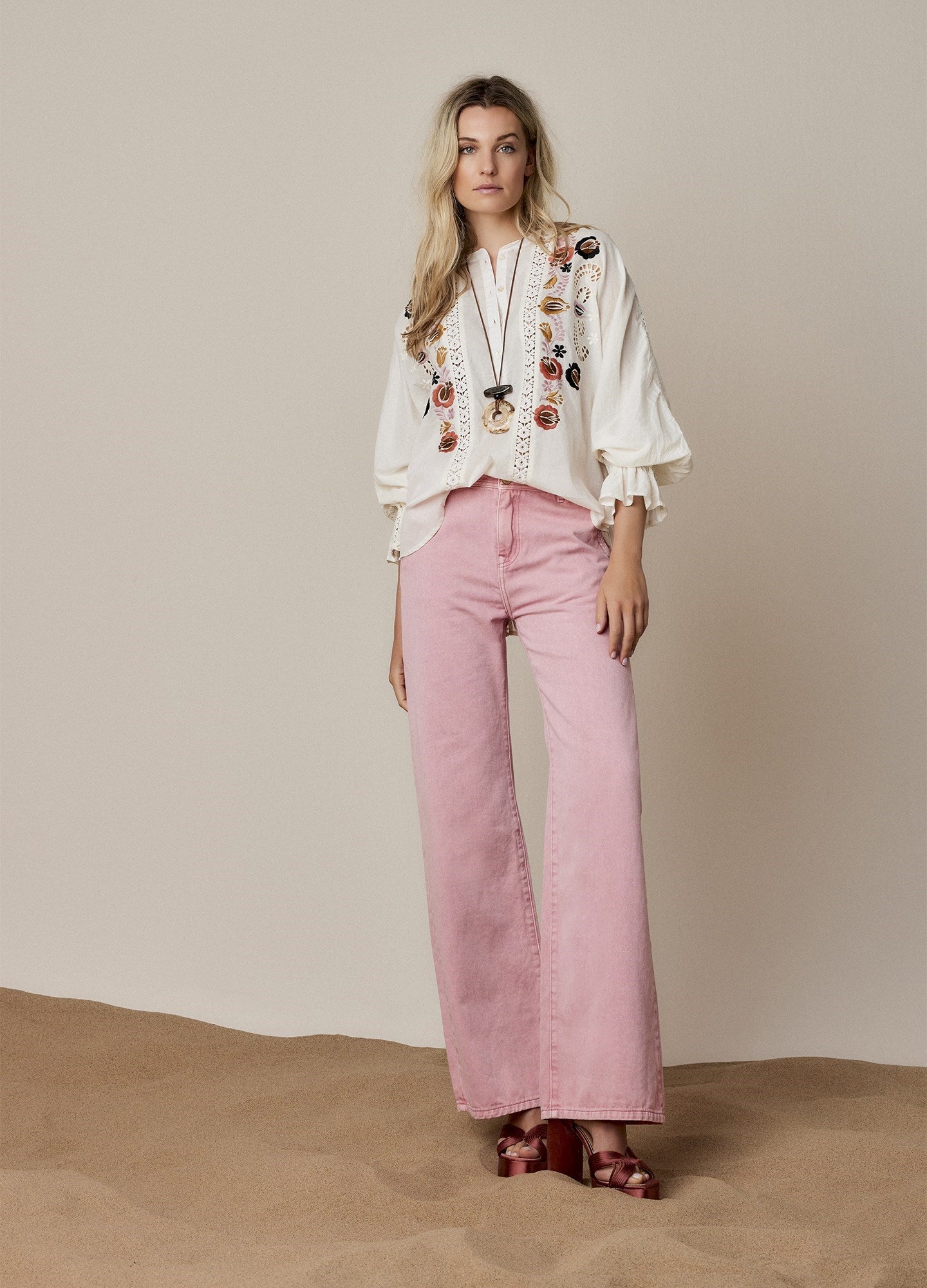 Summum | Blouse flower embroidery - ivory 2s2871-11765