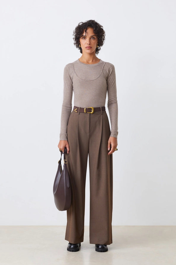 Suncoo | Geplooide Pantalon Taupe