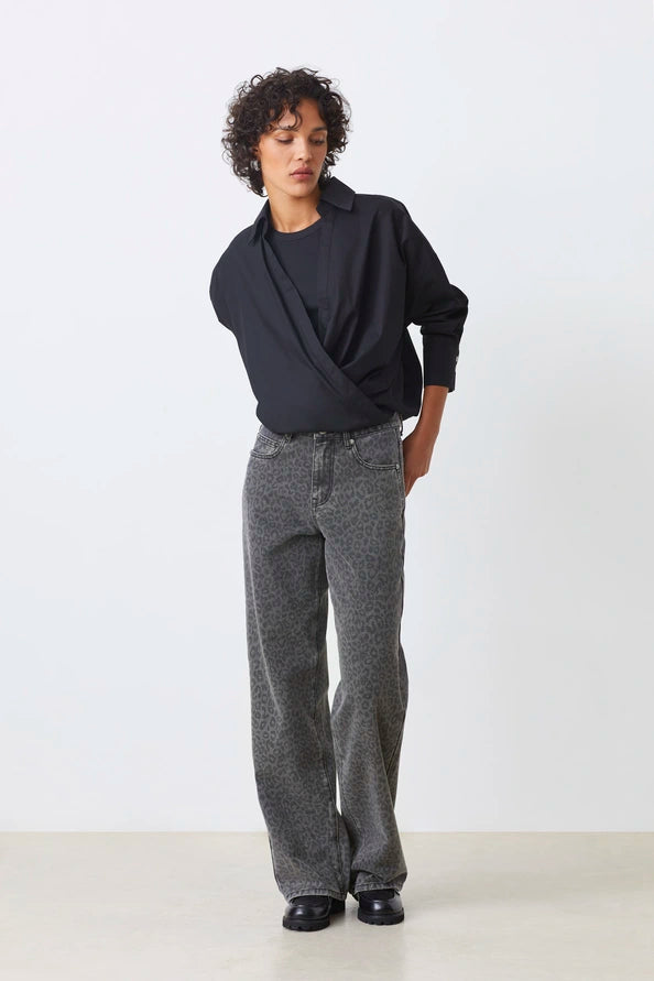 Suncoo | Biologisch Katoenen Wikkelblouse Zwart
