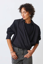 Suncoo | Biologisch Katoenen Wikkelblouse Zwart