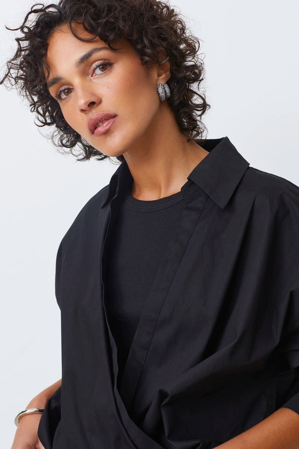 Suncoo | Biologisch Katoenen Wikkelblouse Zwart