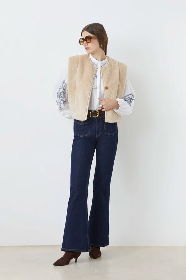 Suncoo | Diego Faux Fur Jacket Beige