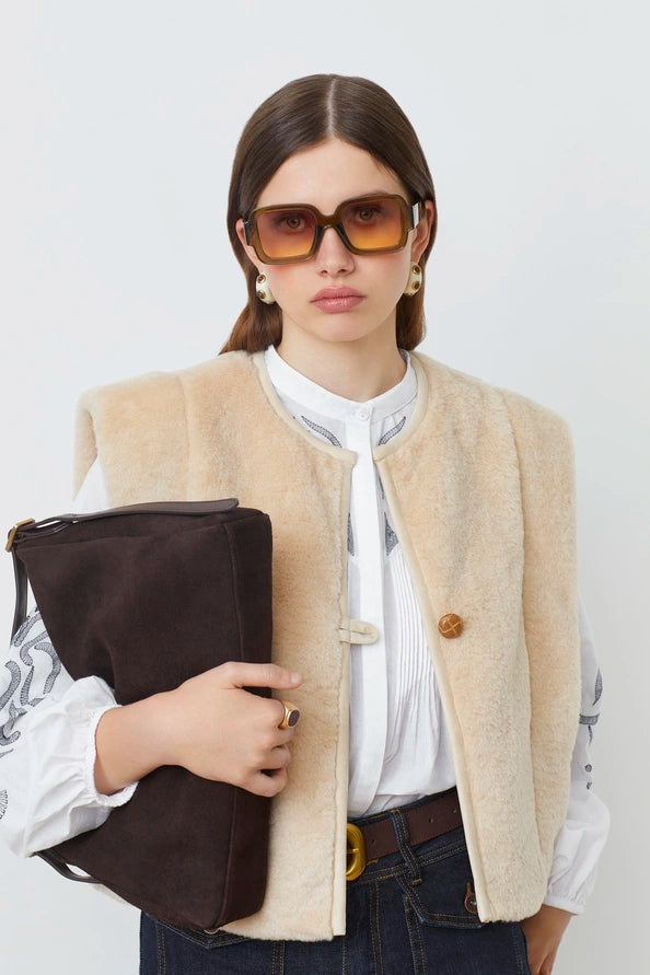 Suncoo | Diego Faux Fur Jacket Beige