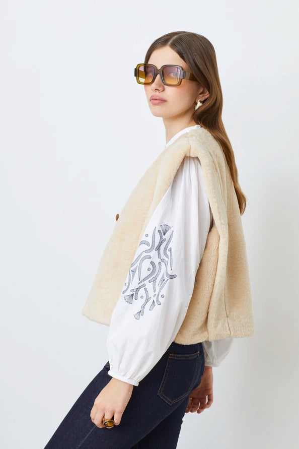 Suncoo | Diego Faux Fur Jacket Beige