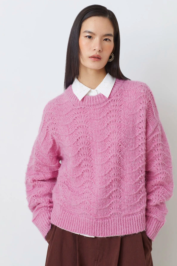 Suncoo Paris | Phelini Roze Gebreide Trui Met Wave Effect