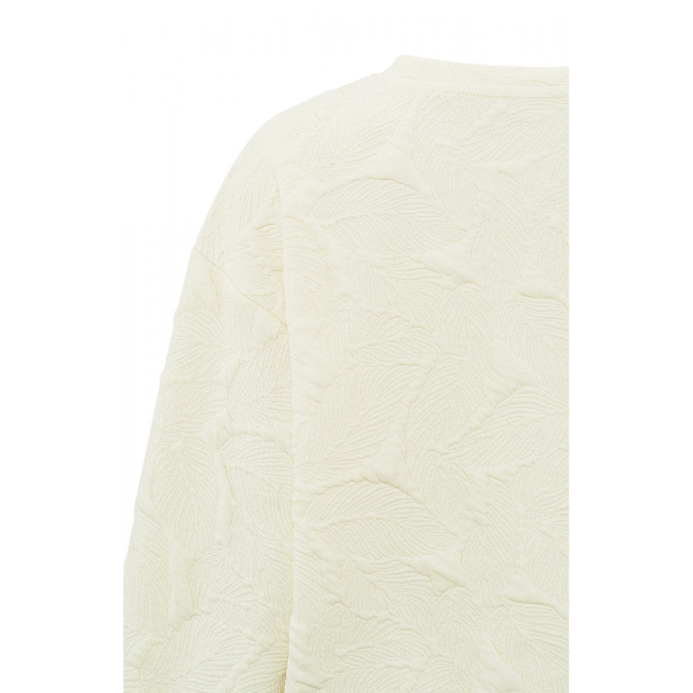 YAYA | Gestructureerde trui met ronde hals en lange mouwen - ivory white -  01-109055-402
