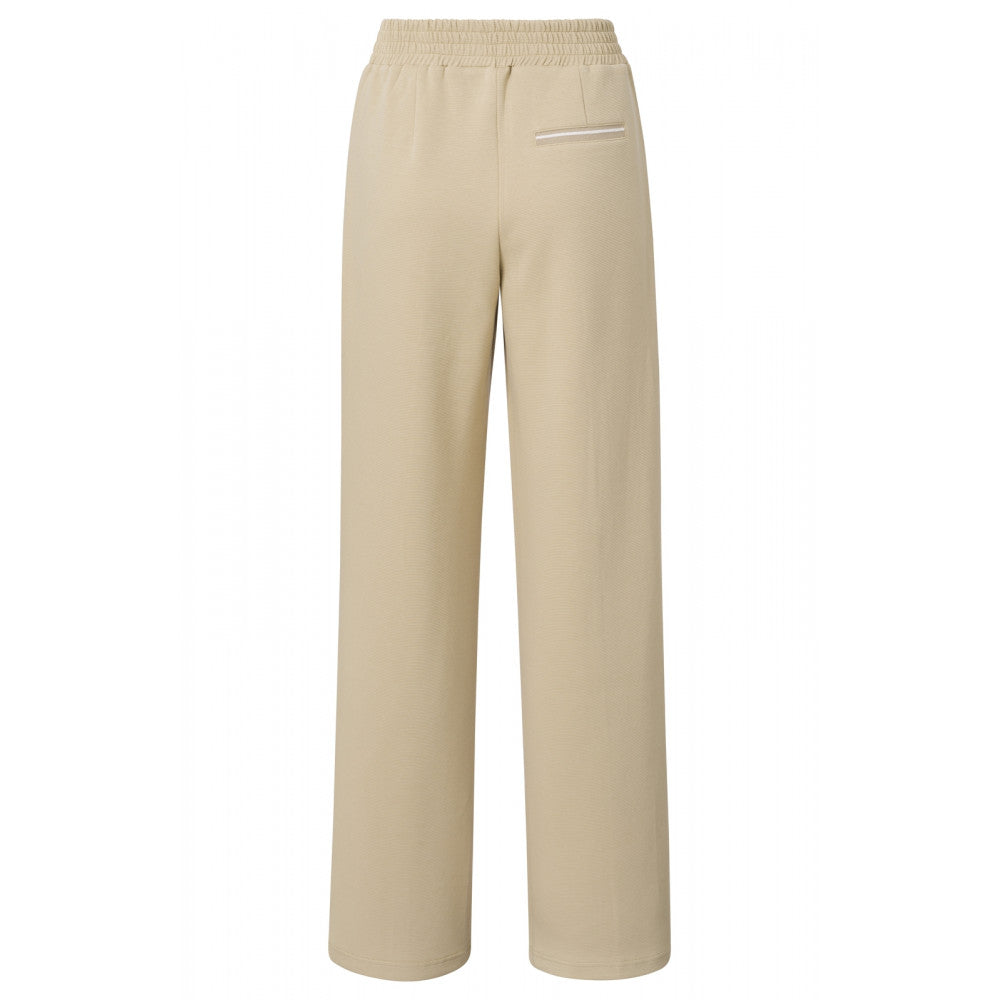 YAYA | Jersey broek met wijde pijpen en elastische taille - white pepper beige - 01-309112-402