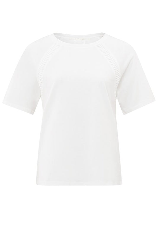 YAYA | T-shirt met ronde nek, korte mouwen en gevlochten detail - 01-719050-404
