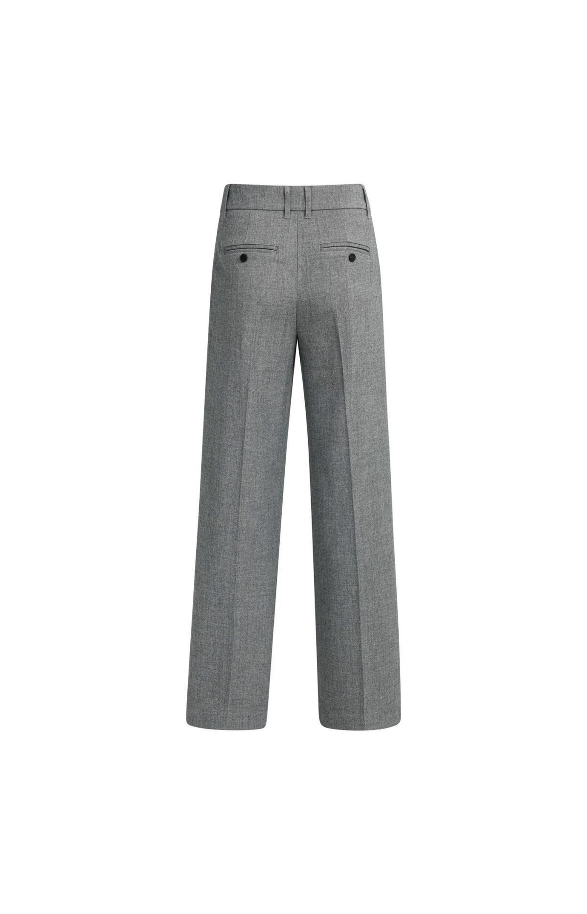 Yaya | Zachte geweven pantalon met wijde pijpen - Medium grey melange