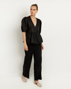 Greek Archaic Kori |  pants loose elastic waist - black -  110132