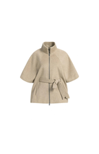 Yaya | Ponchojas met ribkraag en ceintuur - Pure Cashmere Grey Melange