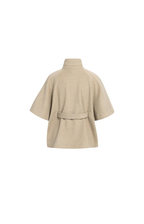 Yaya | Ponchojas met ribkraag en ceintuur - Pure Cashmere Grey Melange
