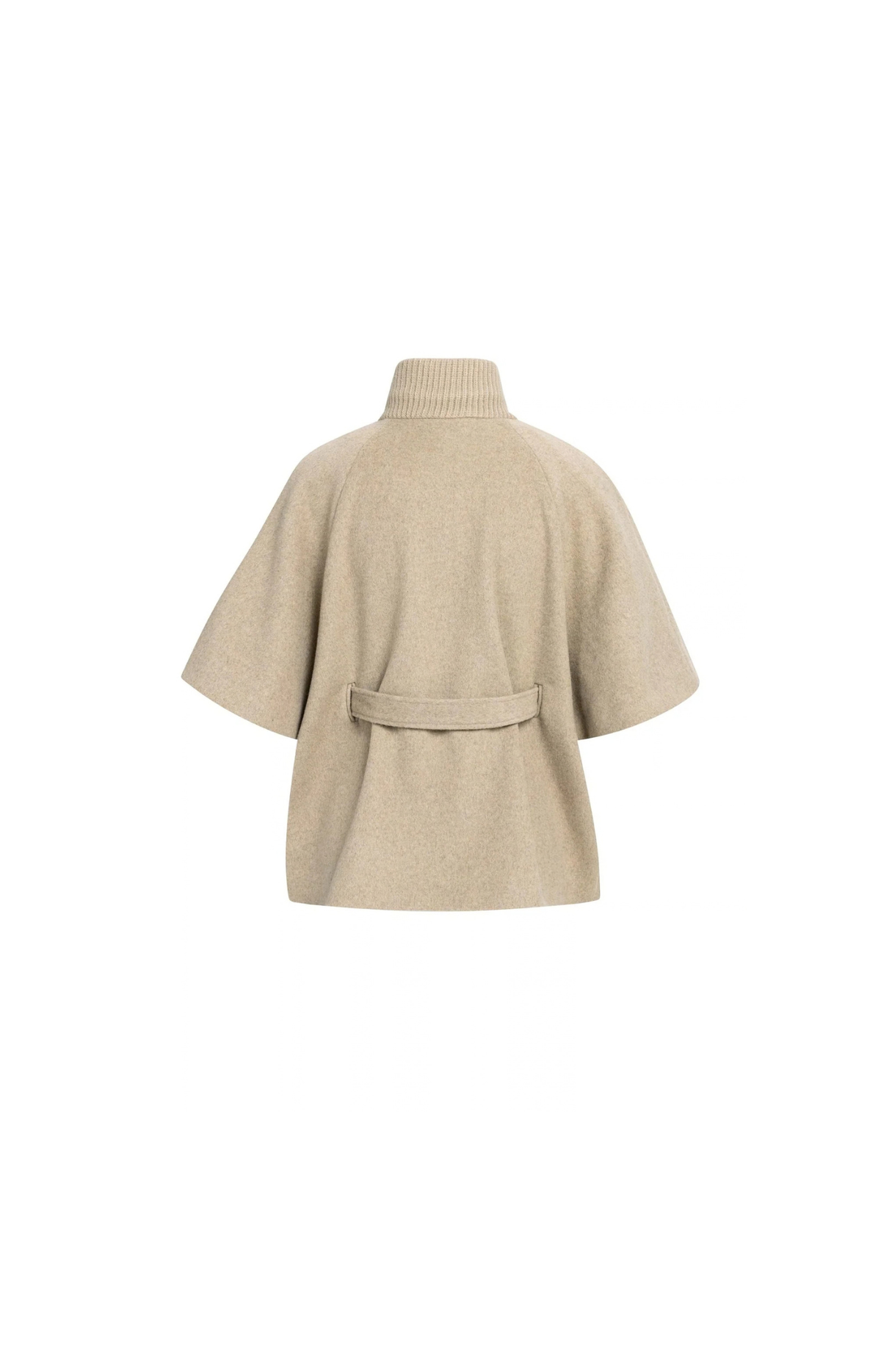 Yaya | Ponchojas met ribkraag en ceintuur - Pure Cashmere Grey Melange