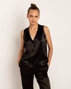 Greek Archaic Kori | Top sleeveless v-neck - black - 140292