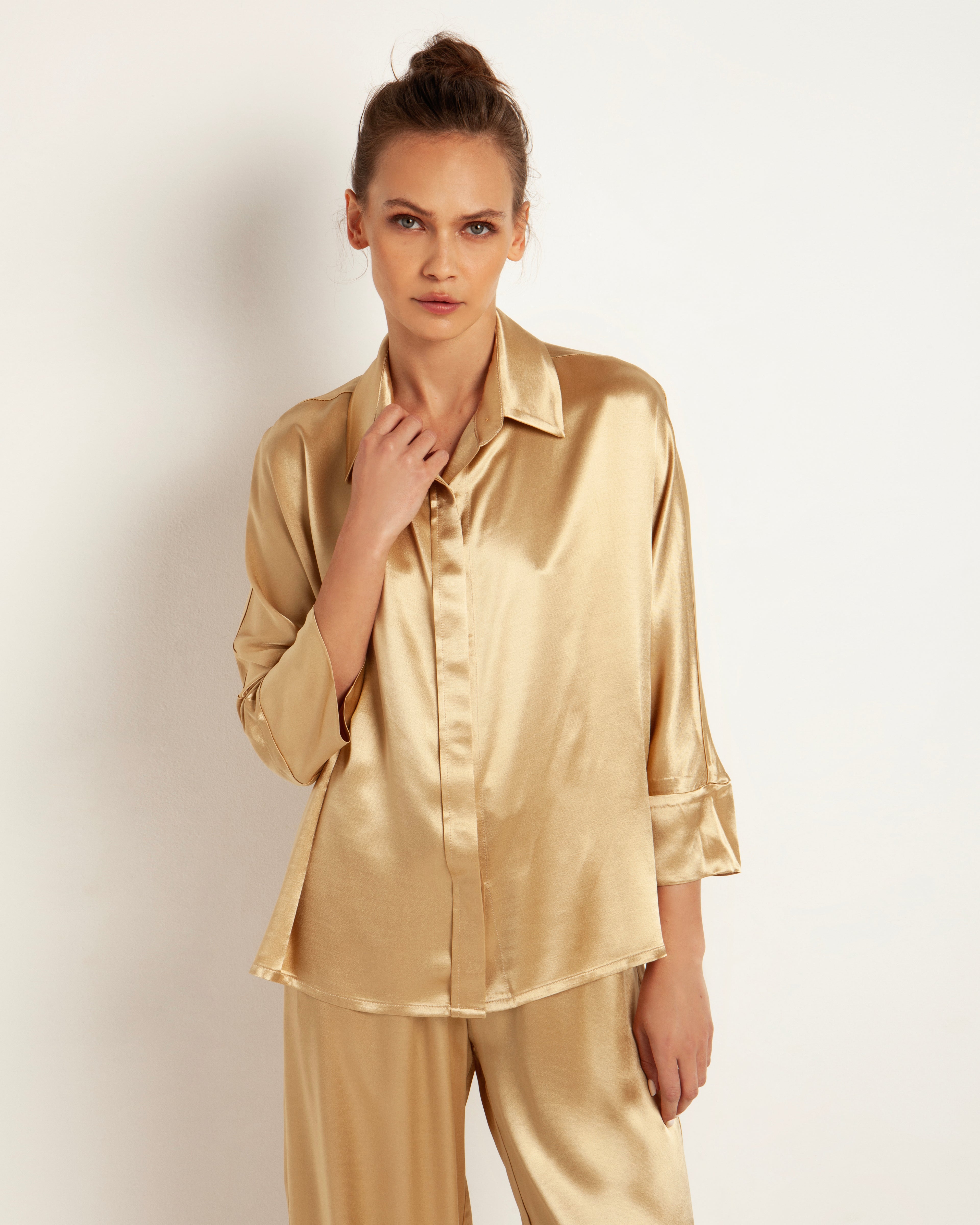 Greek Archaic Kori | shirt l/s buttons - gold - 150072