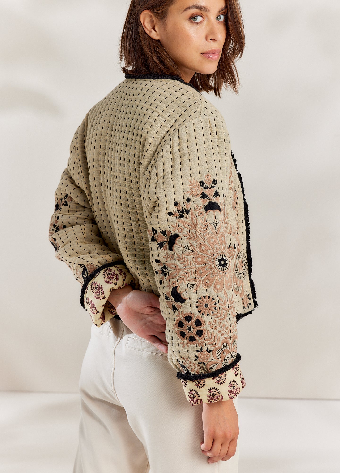 Summum Woman | jacket reversible embroidered - latte - 1s1177-11967