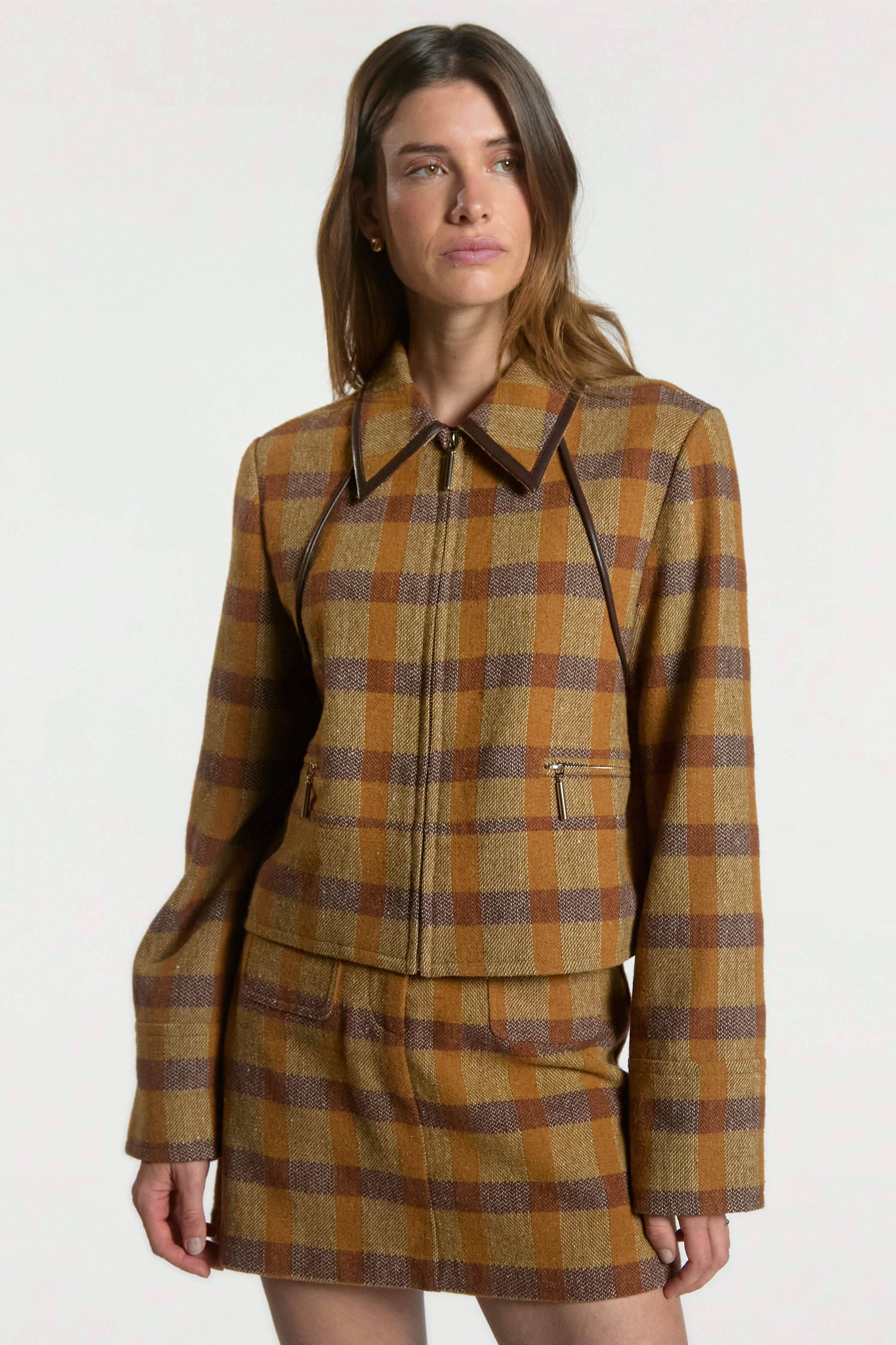 Aaiko | Solin Jacket Brown Check