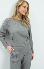 Yaya | Top met subtiel bloezende zoom en lange mouwen - Medium Grey melange
