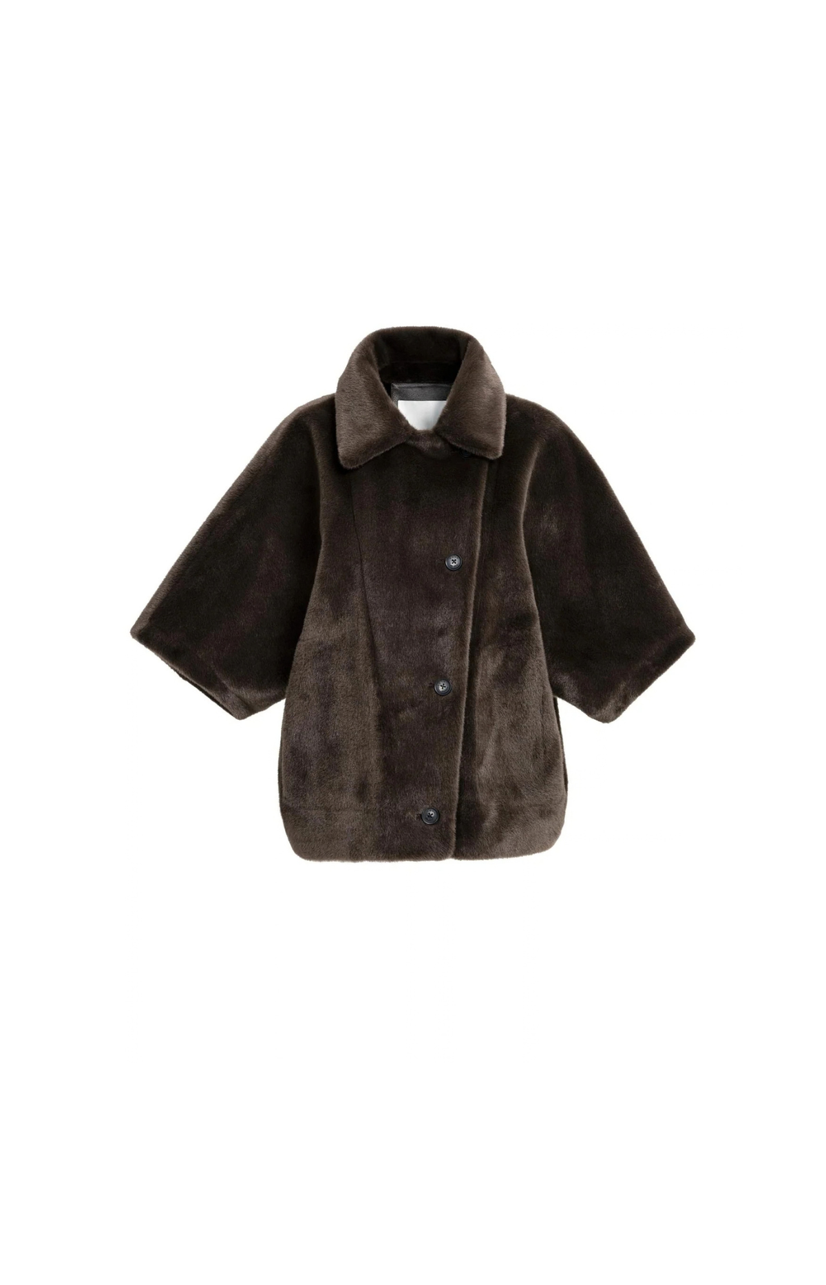 Yaya | Oversized omkeerbare jas van imitatiebont - Delicioso Brown
