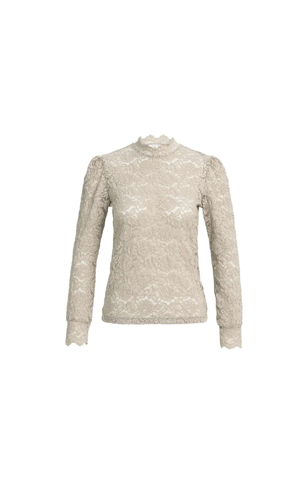 Yaya | Kanten top met hoge hals en lange mouwen - 3 kleuren