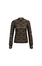 Yaya | Kanten top met hoge hals en lange mouwen - 3 kleuren
